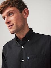 Black Regular Fit Button Down Easy Iron Oxford Shirt - Image 4 of 8