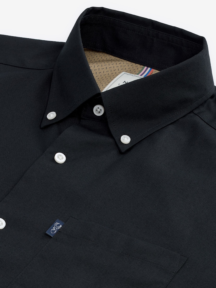 Black Regular Fit Button Down Easy Iron Oxford Shirt - Image 7 of 8