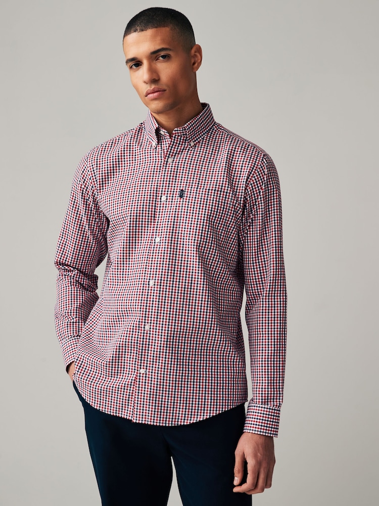 Rood geruit - Regular Fit Easy Iron Button Down Oxford Shirt - Image 1 of 1