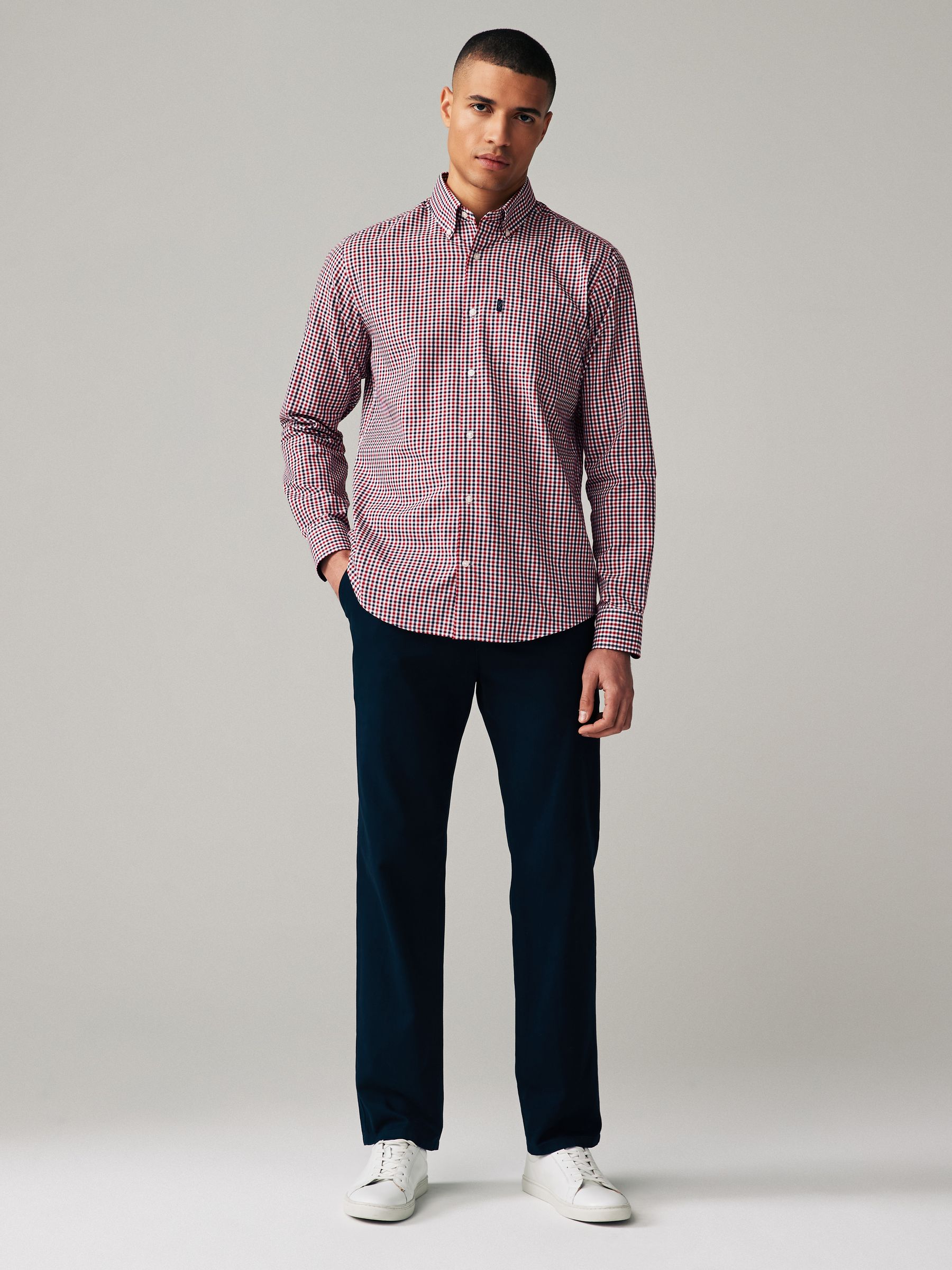 Buy Red Gingham Regular Fit Easy Iron Button Down Oxford