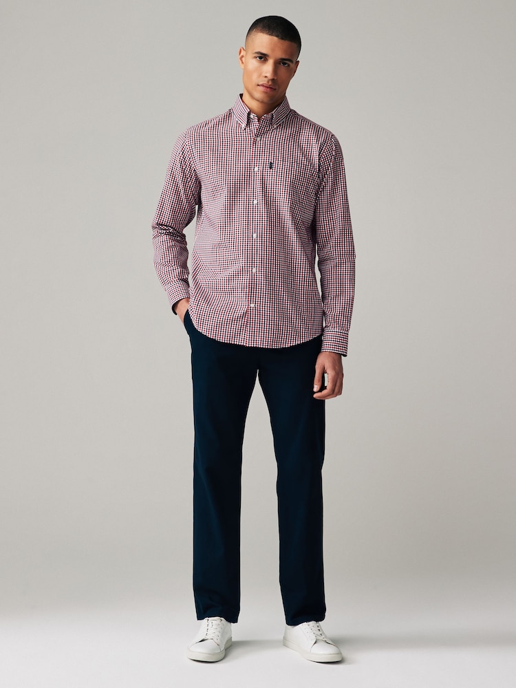 Червоний Гінгем - стандартний крій Easy Iron Button Down оксфорд сорочки - Image 2 of 8