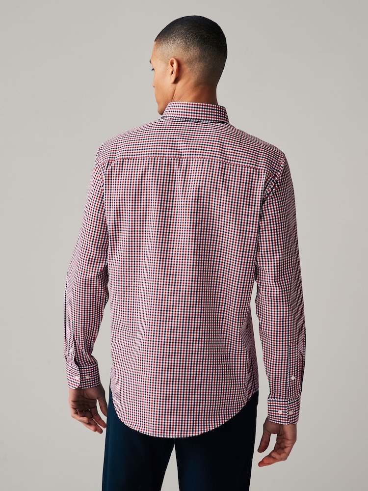 Червоний Гінгем - стандартний крій Easy Iron Button Down оксфорд сорочки - Image 3 of 8