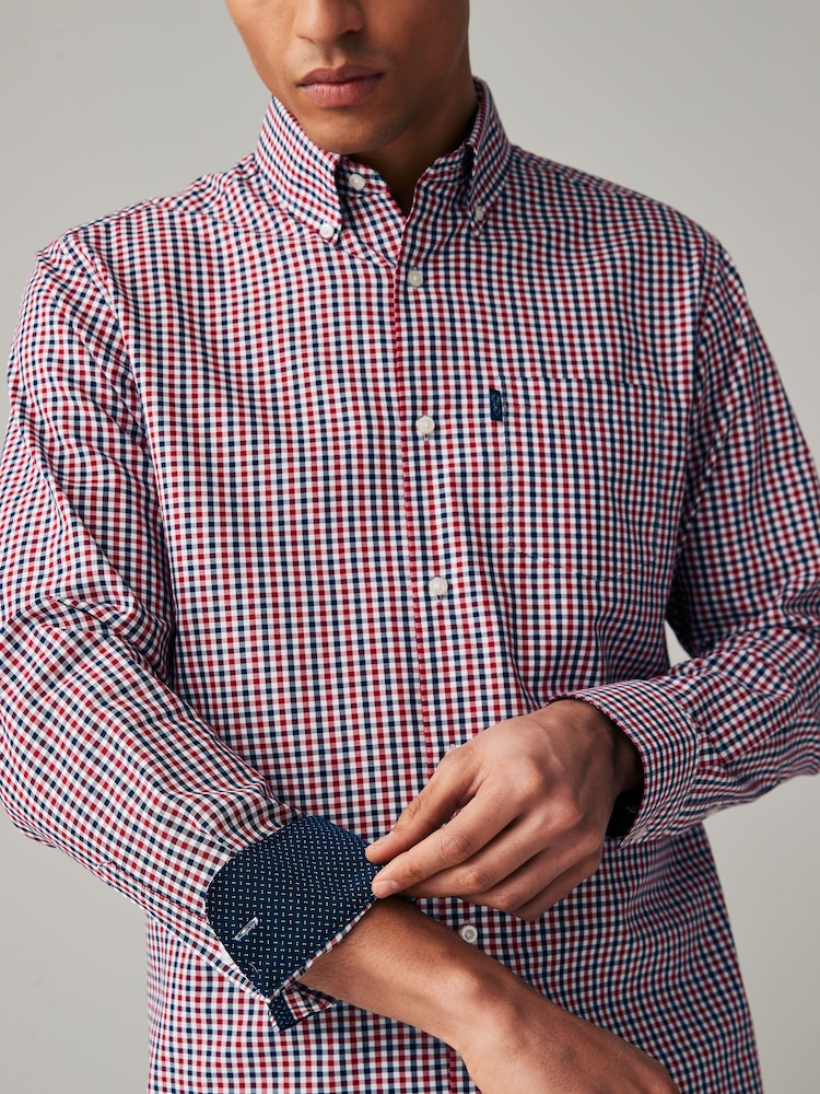 Червоний Гінгем - стандартний крій Easy Iron Button Down оксфорд сорочки - Image 5 of 8