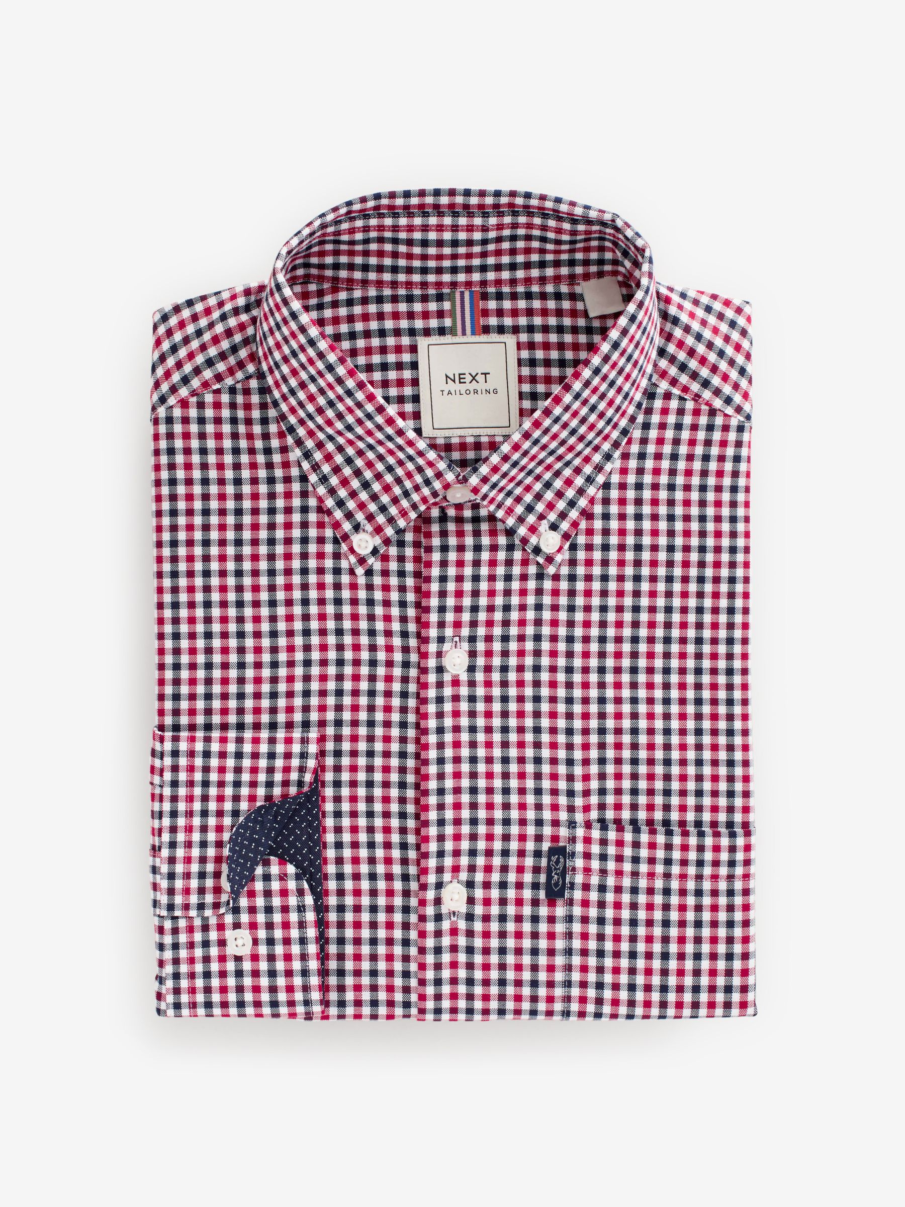 Buy Red Gingham Regular Fit Easy Iron Button Down Oxford