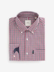 Червоний Гінгем - стандартний крій Easy Iron Button Down оксфорд сорочки - Image 6 of 8