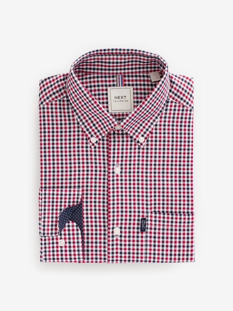 Червоний Гінгем - стандартний крій Easy Iron Button Down оксфорд сорочки - Image 6 of 8