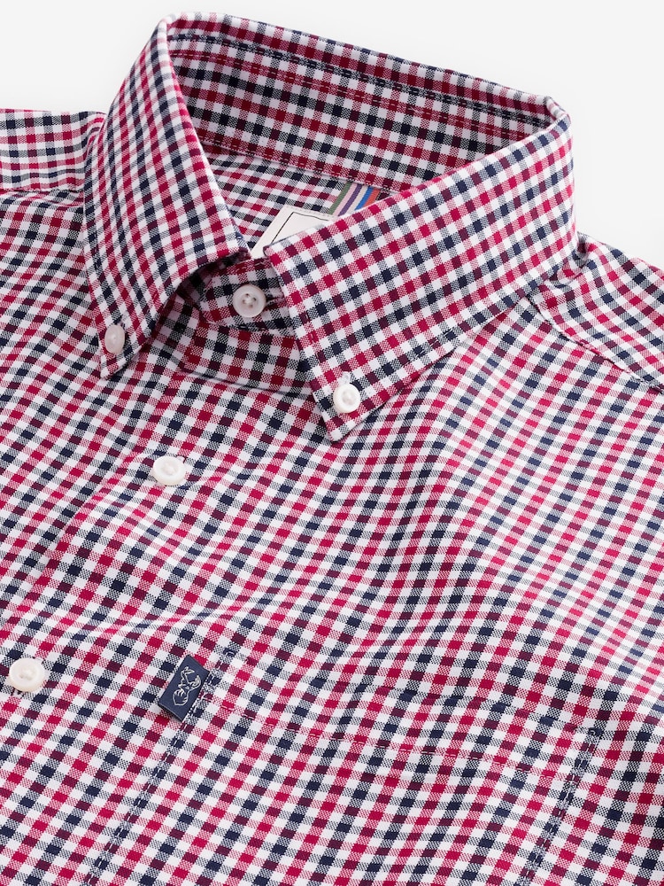 Червоний Гінгем - стандартний крій Easy Iron Button Down оксфорд сорочки - Image 7 of 8