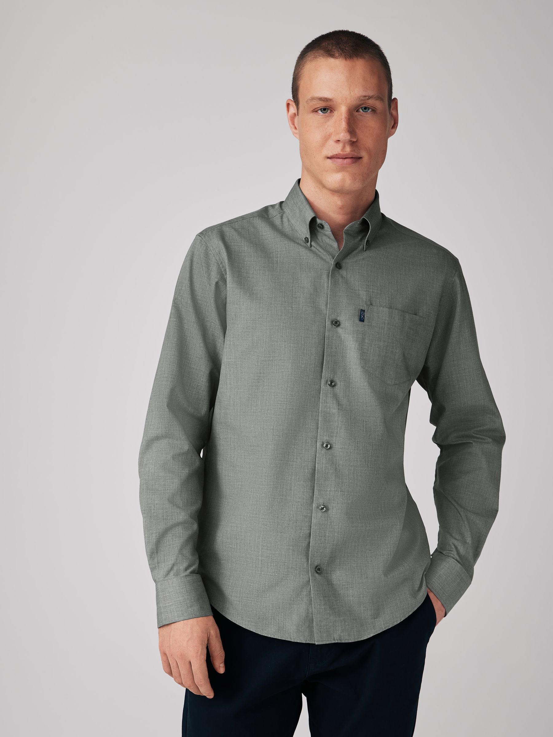 Buy Grey Marl Regular Fit Shirt from the Next UK online shop