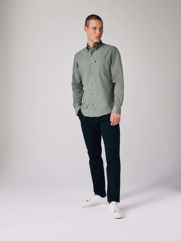 Grey Marl Regular Fit Button Down Easy Iron Oxford Shirt - Image 2 of 6