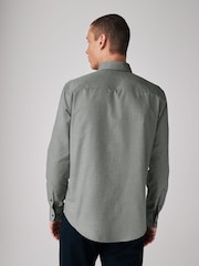 Grey Marl Regular Fit Button Down Easy Iron Oxford Shirt - Image 3 of 6