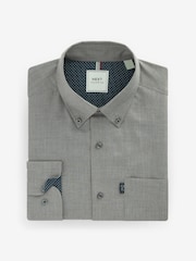 Grey Marl Regular Fit Button Down Easy Iron Oxford Shirt - Image 4 of 6