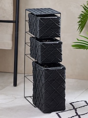 Black Woven Slim Storage Drawers - Image 2 of 7