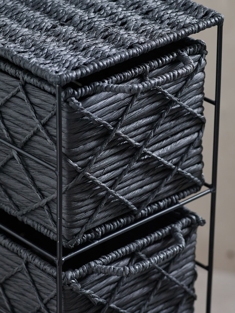 Black Woven Slim Storage Drawers - Image 3 of 7