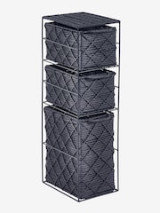Black Woven Slim Storage Drawers - Image 6 of 7
