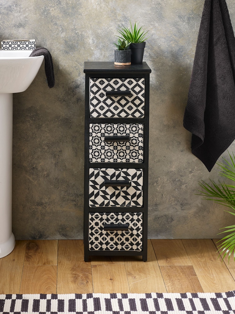 Black & White Geo Print Storage Drawers - Image 1 of 7
