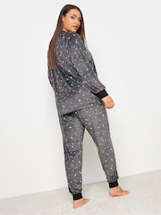 Yours Curve Grey Mini Motif Velour Lounge Set - Image 2 of 4