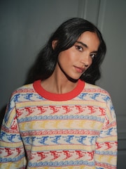 Red/Multi Ski Fairisle Jacquard Supersoft Crew Neck Long Sleeve Jumper - Image 4 of 7