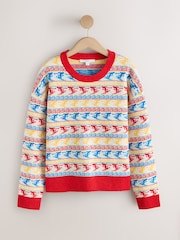 Red/Multi Ski Fairisle Jacquard Supersoft Crew Neck Long Sleeve Jumper - Image 5 of 7