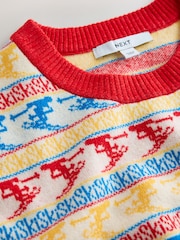 Red/Multi Ski Fairisle Jacquard Supersoft Crew Neck Long Sleeve Jumper - Image 7 of 7