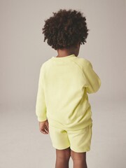 Light Yellow Oversized Crew Neck Sweatshirt and Shorts Set (3mths-7yrs) - Image 3 of 6