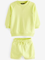 Light Yellow Oversized Crew Neck Sweatshirt and Shorts Set (3mths-7yrs) - Image 4 of 6