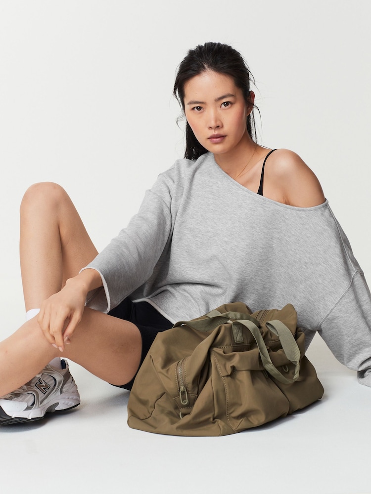 Grey Relaxed Fit Slouch Sweat Top - Image 1 of 7