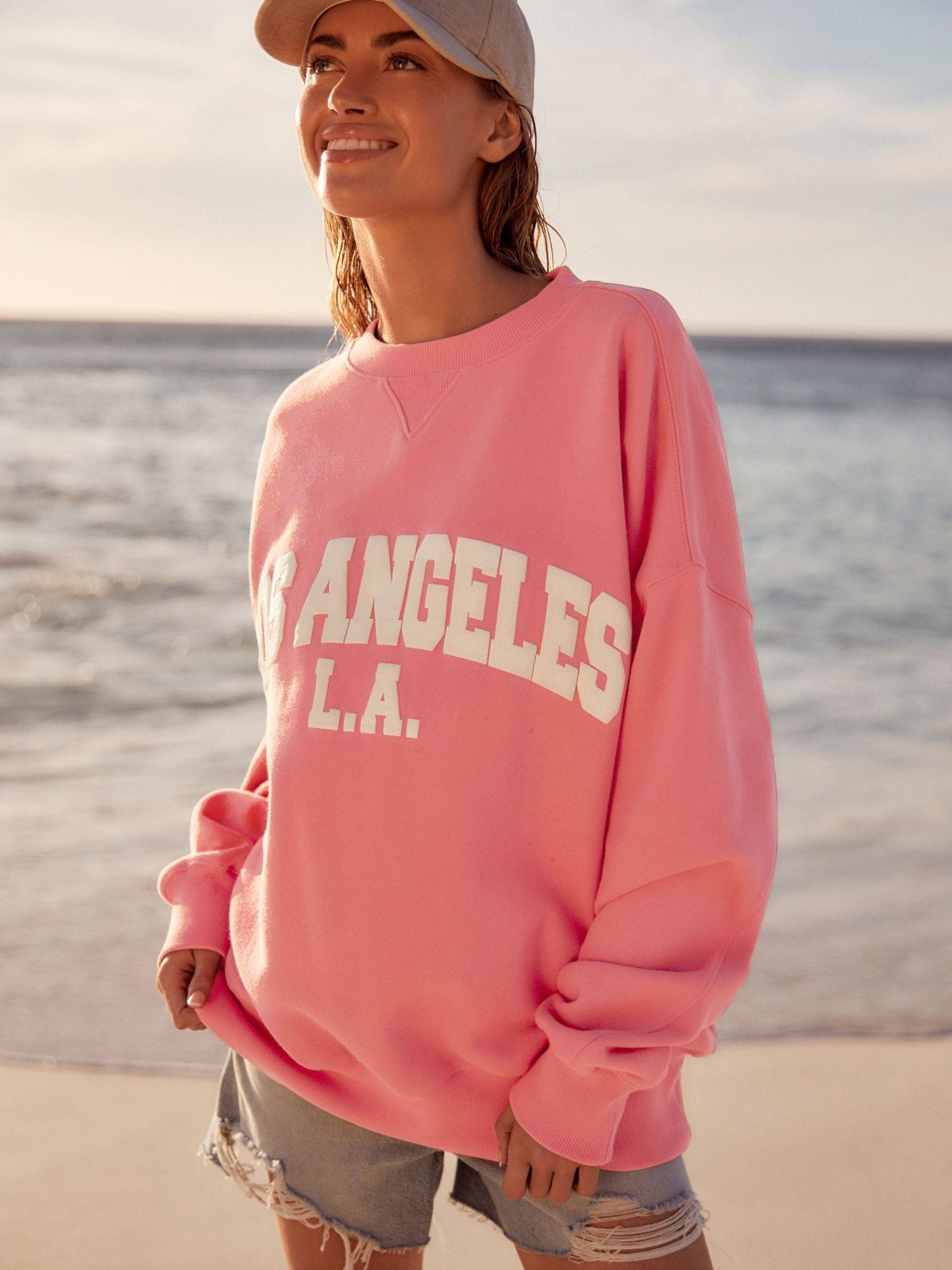 Pink slogan sweatshirt sales