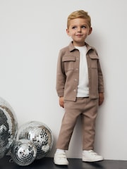 Tan Brown 100% Cotton Jersey Shirt and Joggers Set 3 Piece (3mths-7yrs) - Image 1 of 11