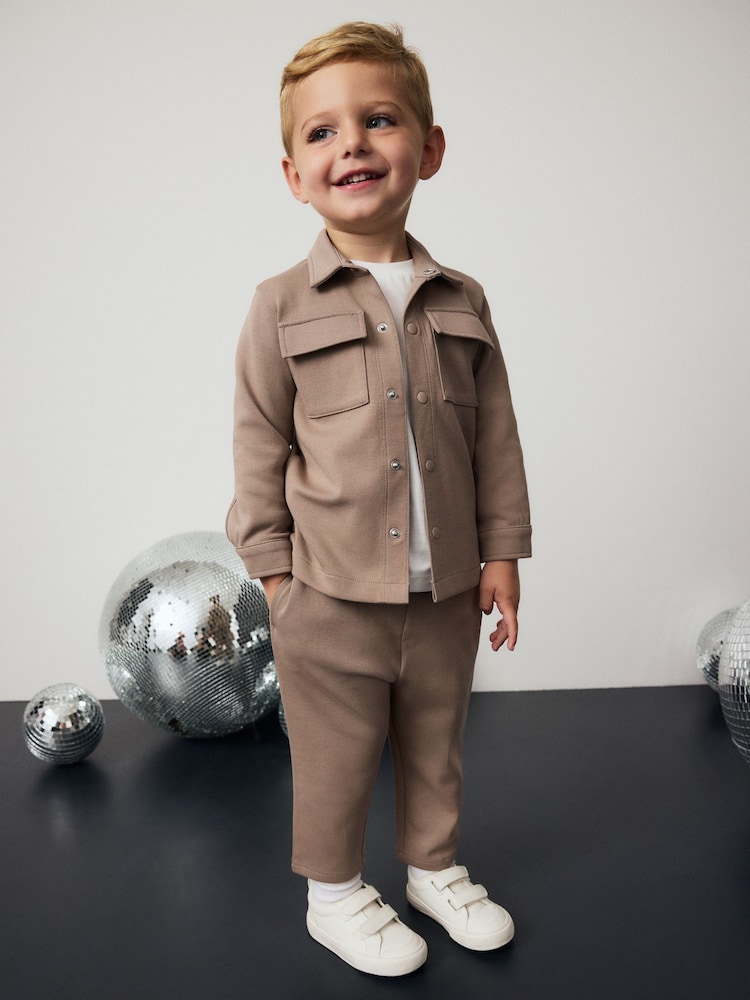 Tan Brown 100% Cotton Jersey Shirt and Joggers Set 3 Piece (3mths-7yrs) - Image 2 of 11