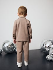 Tan Brown 100% Cotton Jersey Shirt and Joggers Set 3 Piece (3mths-7yrs) - Image 3 of 11