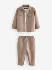Tan Brown 100% Cotton Jersey Shirt and Joggers Set 3 Piece (3mths-7yrs) - Image 7 of 11