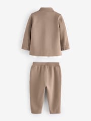 Tan Brown 100% Cotton Jersey Shirt and Joggers Set 3 Piece (3mths-7yrs) - Image 8 of 11