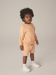 Light Orange Oversized Crew Neck Sweatshirt and Shorts Set (3mths-7yrs) - Image 1 of 6