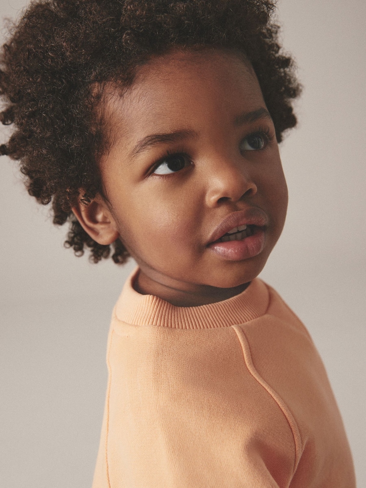 Light Orange Oversized Crew Neck Sweatshirt and Shorts Set (3mths-7yrs) - Image 3 of 6