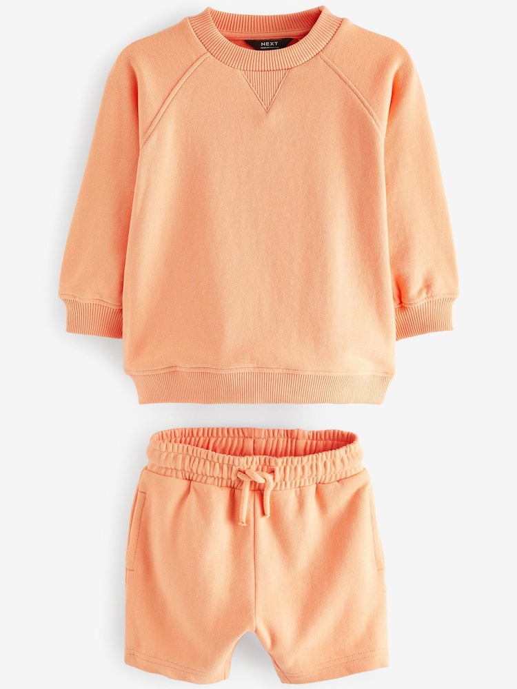 Light Orange Oversized Crew Neck Sweatshirt and Shorts Set (3mths-7yrs) - Image 4 of 6