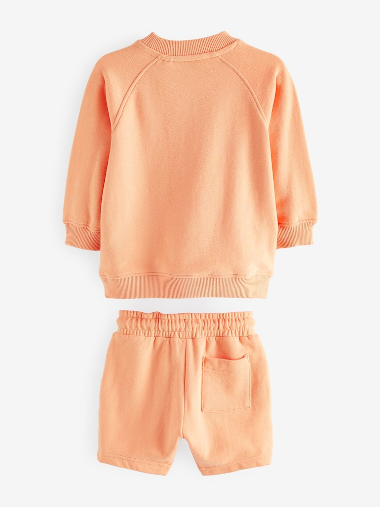 Light Orange Oversized Crew Neck Sweatshirt and Shorts Set (3mths-7yrs) - Image 5 of 6