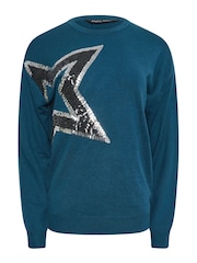 M&Co Large Teal Star Jumper - Bild 4 von 4