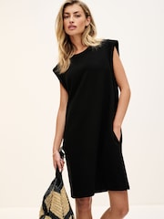 Black Relaxed Fit Jersey Short Sleeve Dress - Image 1 of 6