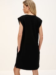Black Relaxed Fit Jersey Short Sleeve Dress - Image 3 of 6