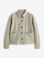 Sage Green Textured Lightweight Button Up Jacket - Image 5 of 6