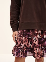 Chocolate Brown Animal Layered Sweatshirt Long Sleeve Animal Print Dress - Image 4 of 6
