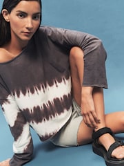 Navy Tie Dye Relaxed Fit Slouch Sweat Top - Image 2 of 6