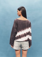 Navy Tie Dye Relaxed Fit Slouch Sweat Top - Image 3 of 6