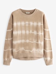 Neutral Relaxed Fit Tie Dye Embroidered LA Graphic Slogan Sweatshirt - Image 5 of 6
