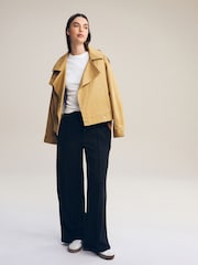 Black Slinky Wide Leg Corduroy Side Stripe Track Trousers - Image 2 of 7