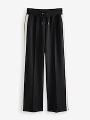 Black Slinky Wide Leg Corduroy Side Stripe Track Trousers - Image 6 of 7
