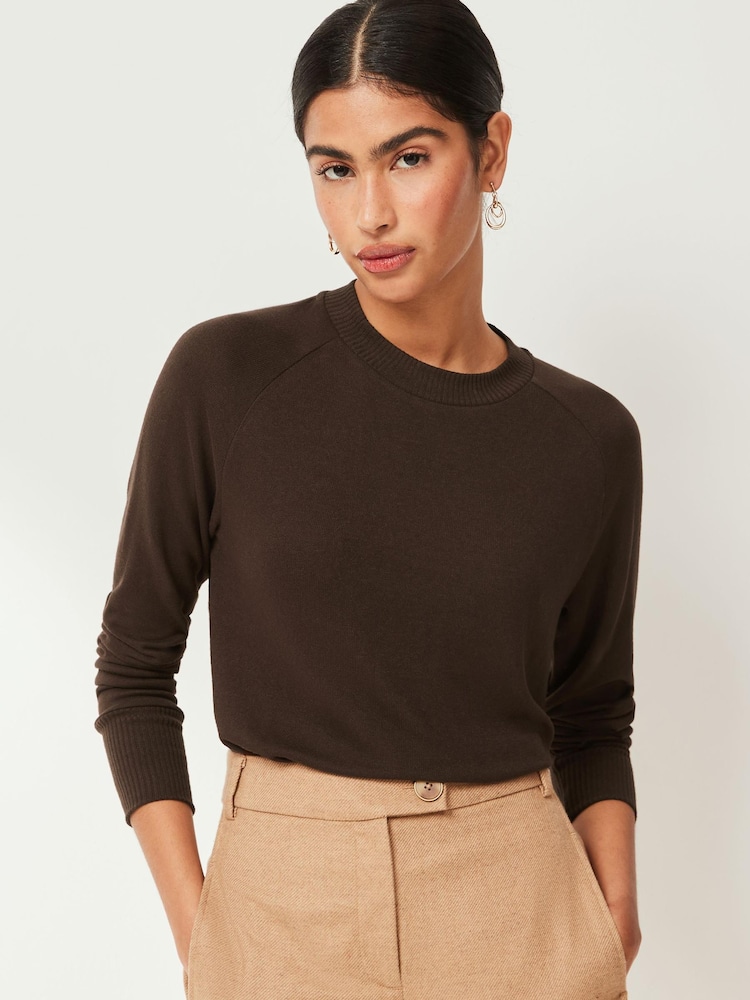 Chocolate Brown Cosy Soft Touch Lightweight Jumper Top - Image 1 of 6