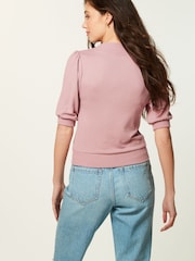 Blush Pink Cosy Short Sleeve Crew Neck Jumper - Image 2 of 5