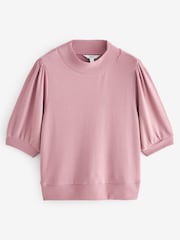 Blush Pink Cosy Short Sleeve Crew Neck Jumper - Image 4 of 5