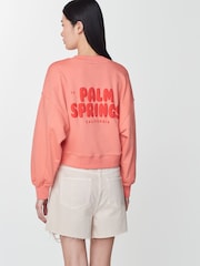 Coral Red Palm Springs Long Sleeve Graphic Slogan Sweatshirt - Image 1 of 7